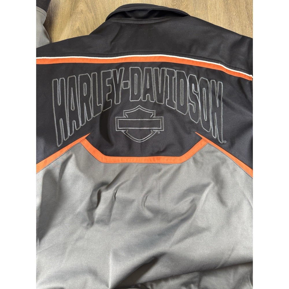 Harley-Davidson Zip Up Track Jacket Mens Large Black Orange Embroidered Logo - Picture 6 of 9